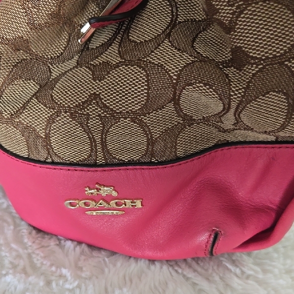 Coach Brown and Pink Hobo Shoulder Bag with Monogram - Picture 3 of 12
